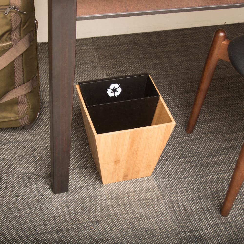 Divided Recycle Bin with MDF inner bin - Bamboo
