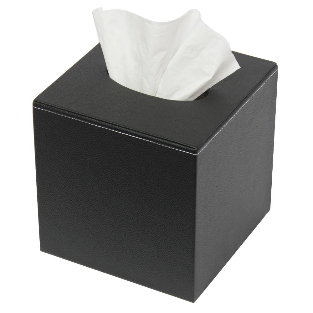 Boutique Tissue cover - Black Leatherette