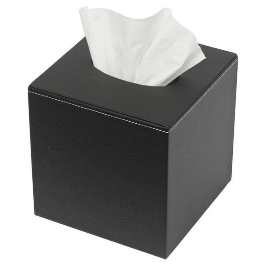 Boutique Tissue cover - Black Leatherette