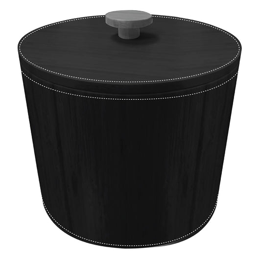 Round Ice bucket - Black Leatherette