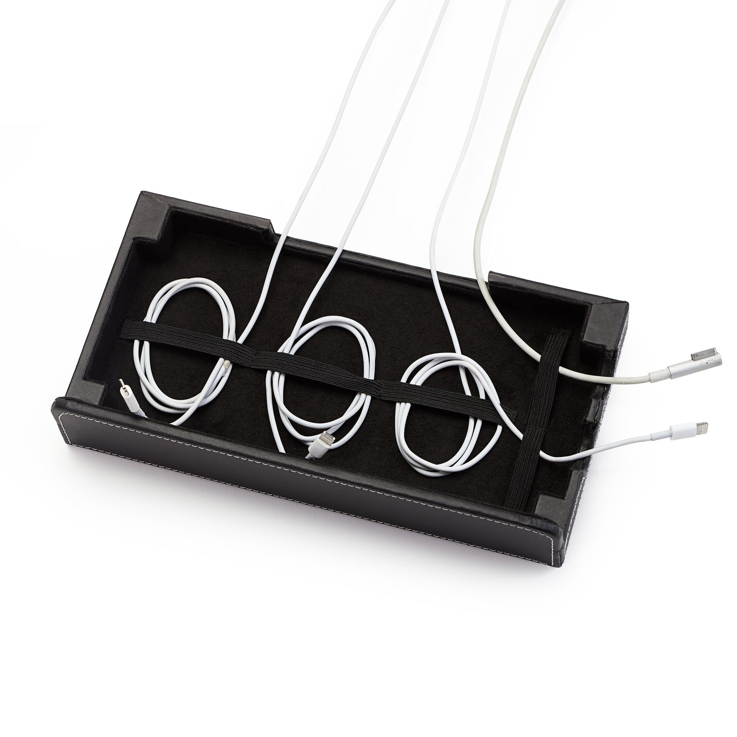 Multi-Device Charging Station Black Leatherette