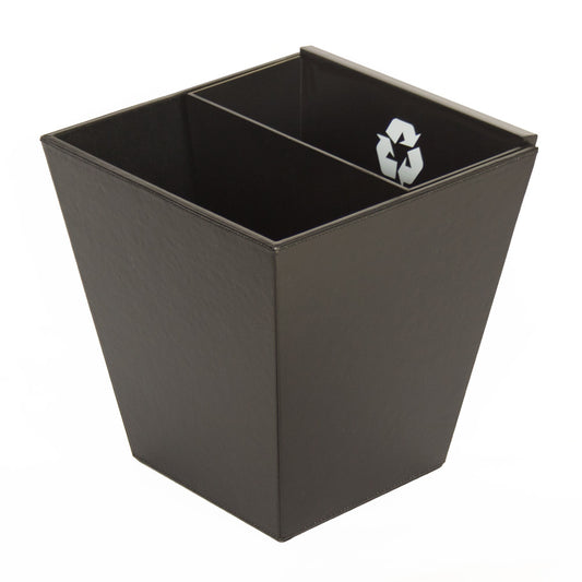 Divided Recycle Bin with MDF inner bin - Black Leatherette - BW