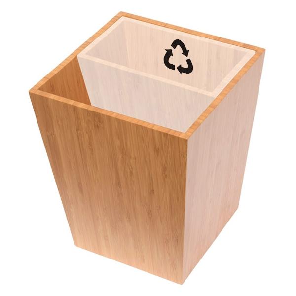 Divided Recycle Bin with MDF inner bin - Bamboo