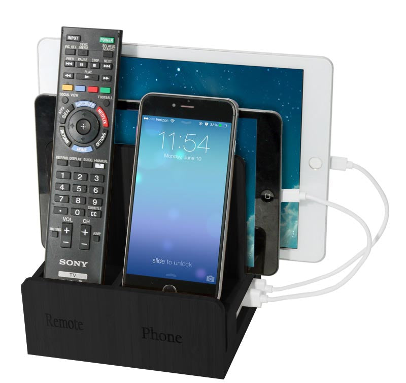 Remote phone compact + USB Powerstrip - Black Leatherette