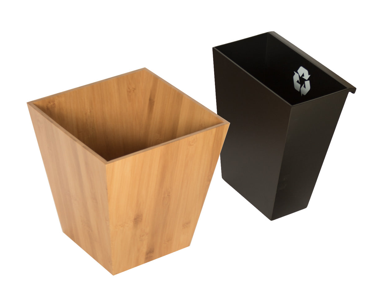 Divided Recycle Bin with MDF inner bin - Bamboo - BW
